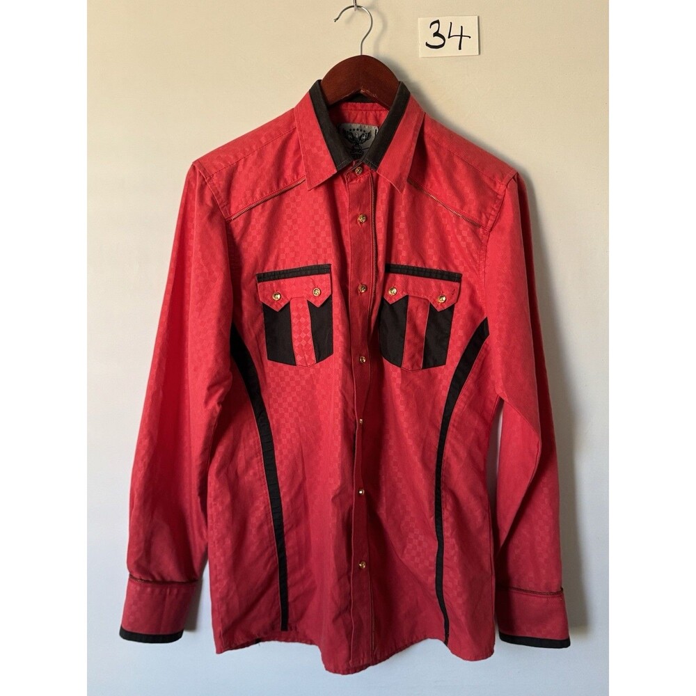 El General Western Snap Shirt Mens S Red Black Vaquero Long Sleeve
